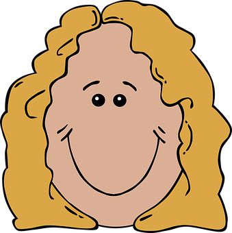 Blonde Cartoon Woman Smiling Face