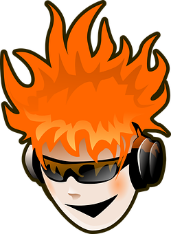 A Cartoon Of A Boy With Orange Hair And Sunglasses