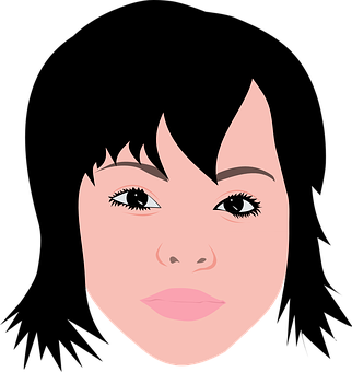 A Woman's Face With Black Hair