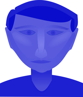 A Blue Face With White Lines