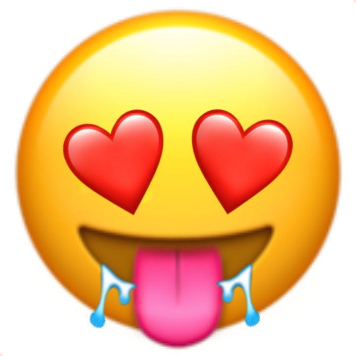 A Yellow Emoji With Red Hearts And Tongue Sticking Out
