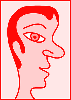 A Red Drawing Of A Man's Face