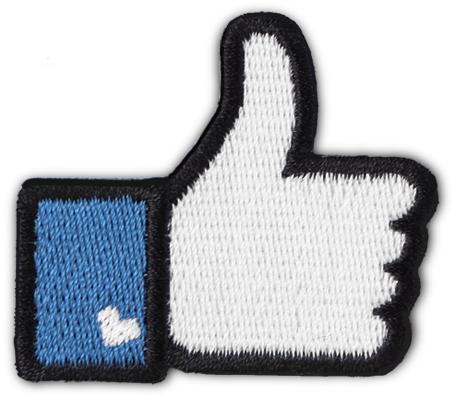 A Thumb Up Embroidered On A Black Background