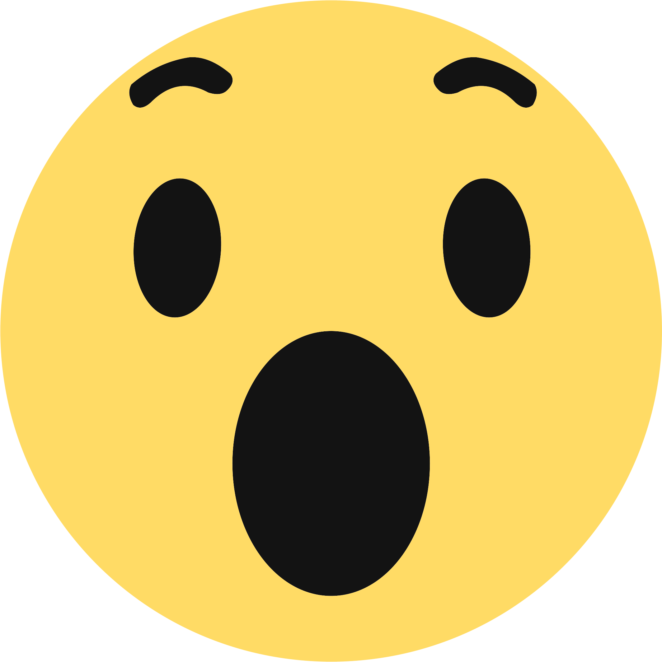 A Yellow Face With Black Eyes And Mouth Open