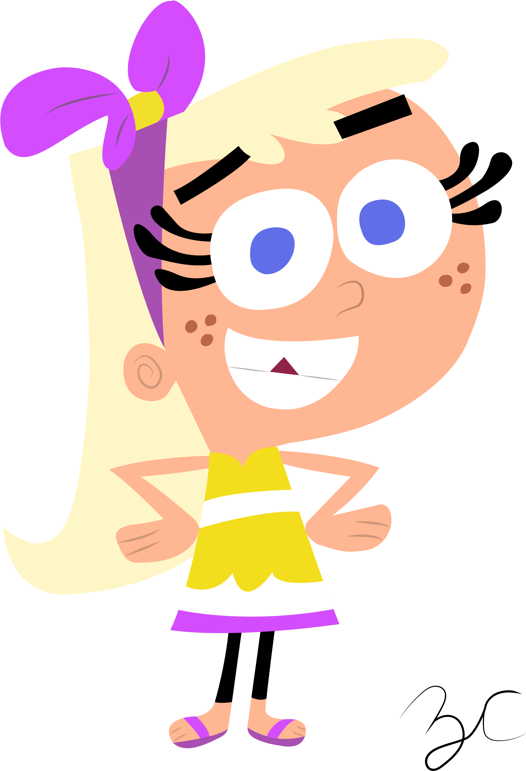 Cartoon Girl With Blonde Hair And Purple Bow