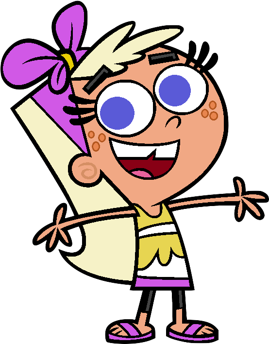 Cartoon Girl With Long Blonde Hair And Purple Bow