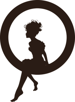 A Silhouette Of A Woman Sitting In A Circle