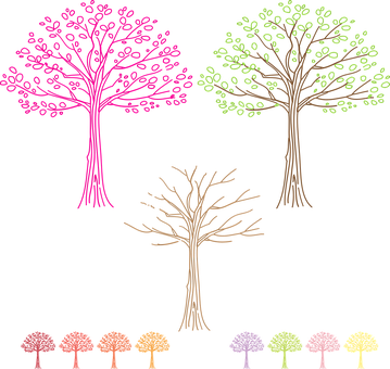 A Group Of Trees With Different Colors