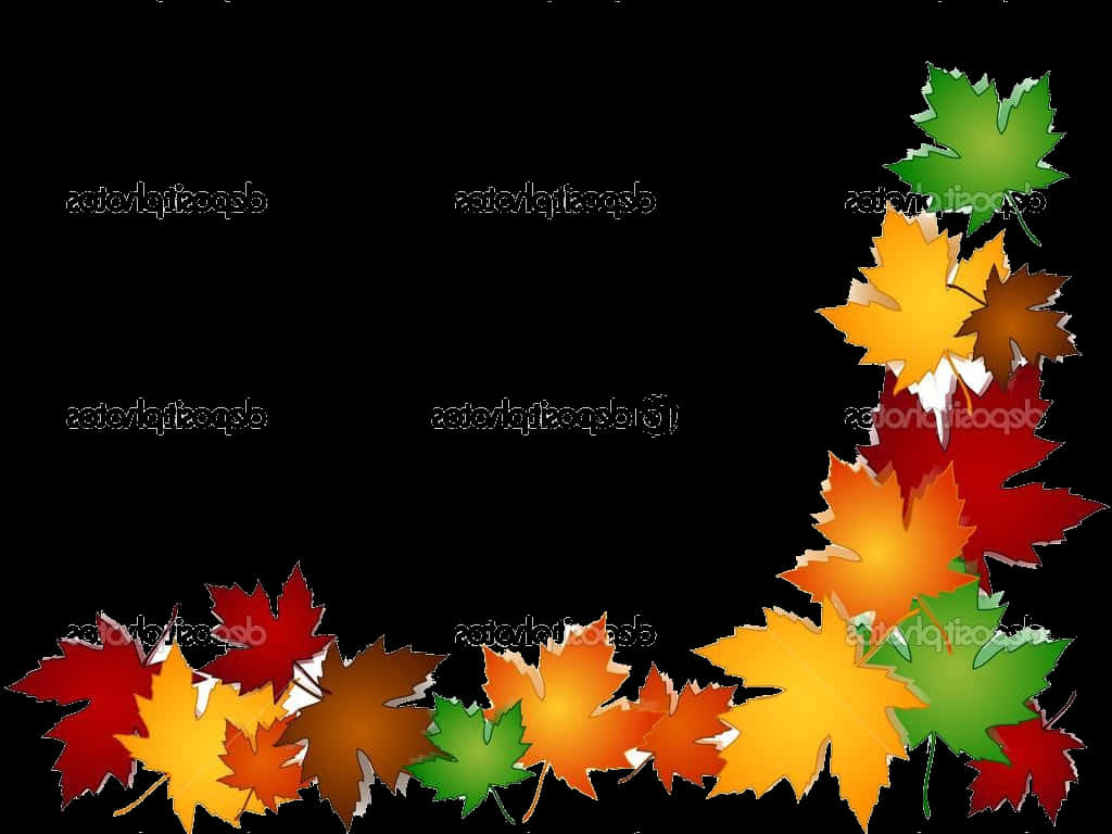 A Colorful Leaves On A Black Background