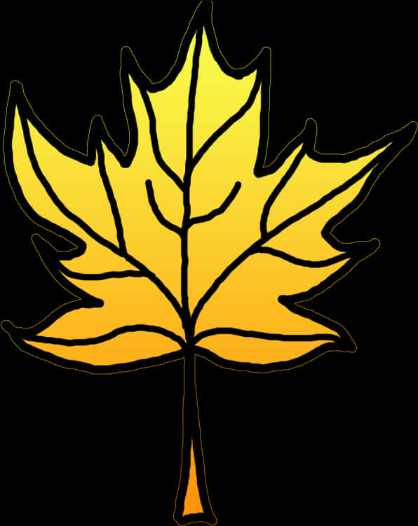 A Yellow Leaf With Black Outline