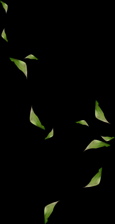 Green Leaves Flying In The Air