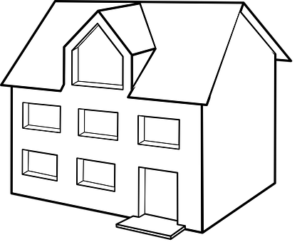A Black And White Drawing Of A House