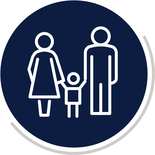A White Line Drawing Of A Man And Woman With A Child
