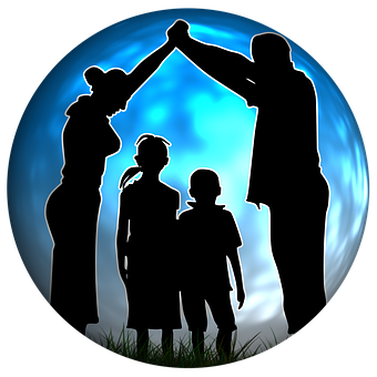 A Silhouette Of A Family Holding Hands
