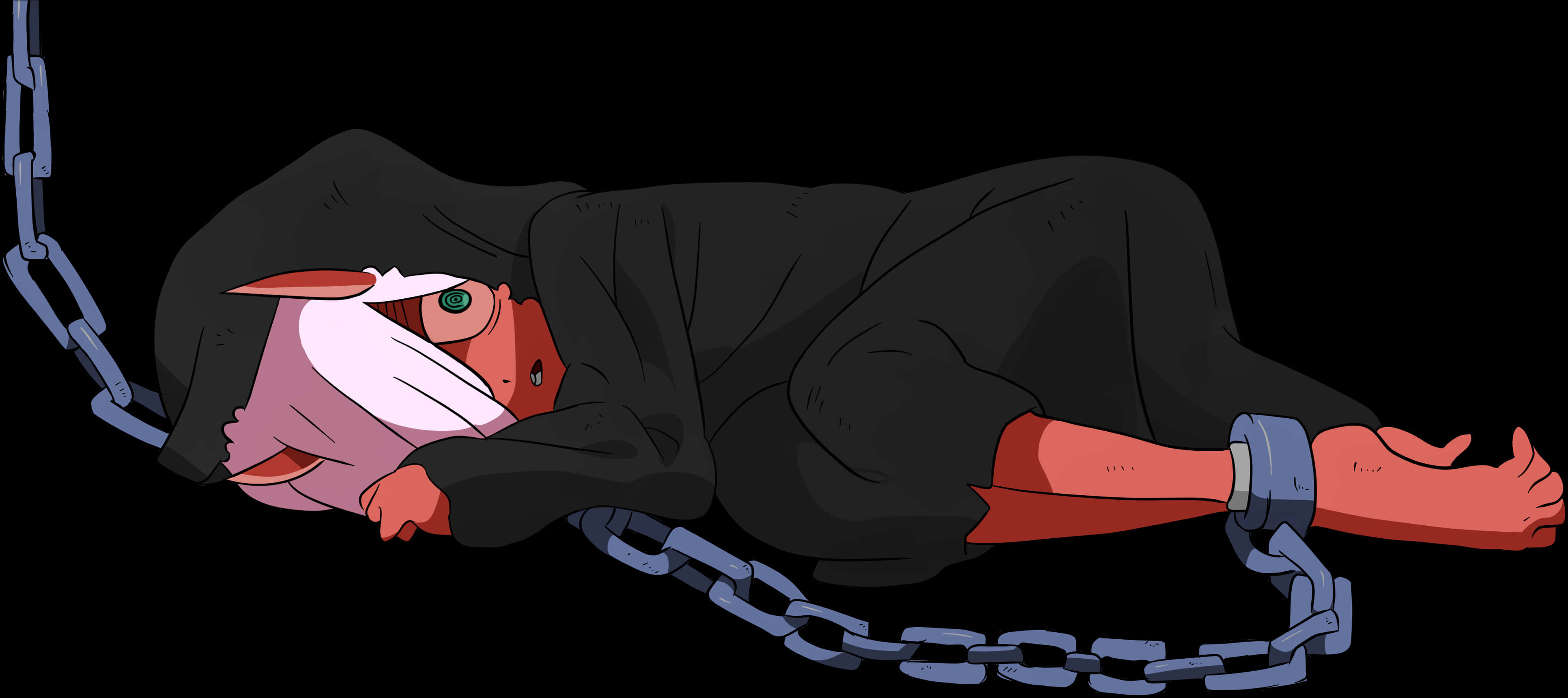 Cartoon Of A Woman Lying On A Chain