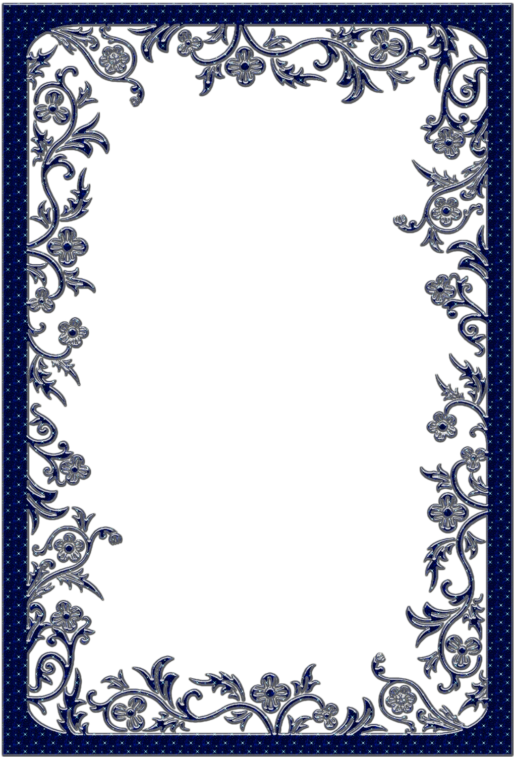 A Blue And White Floral Border