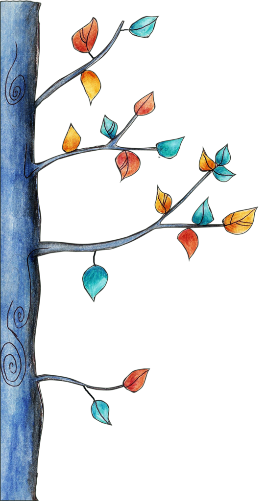 A Drawing Of A Tree With Colorful Leaves