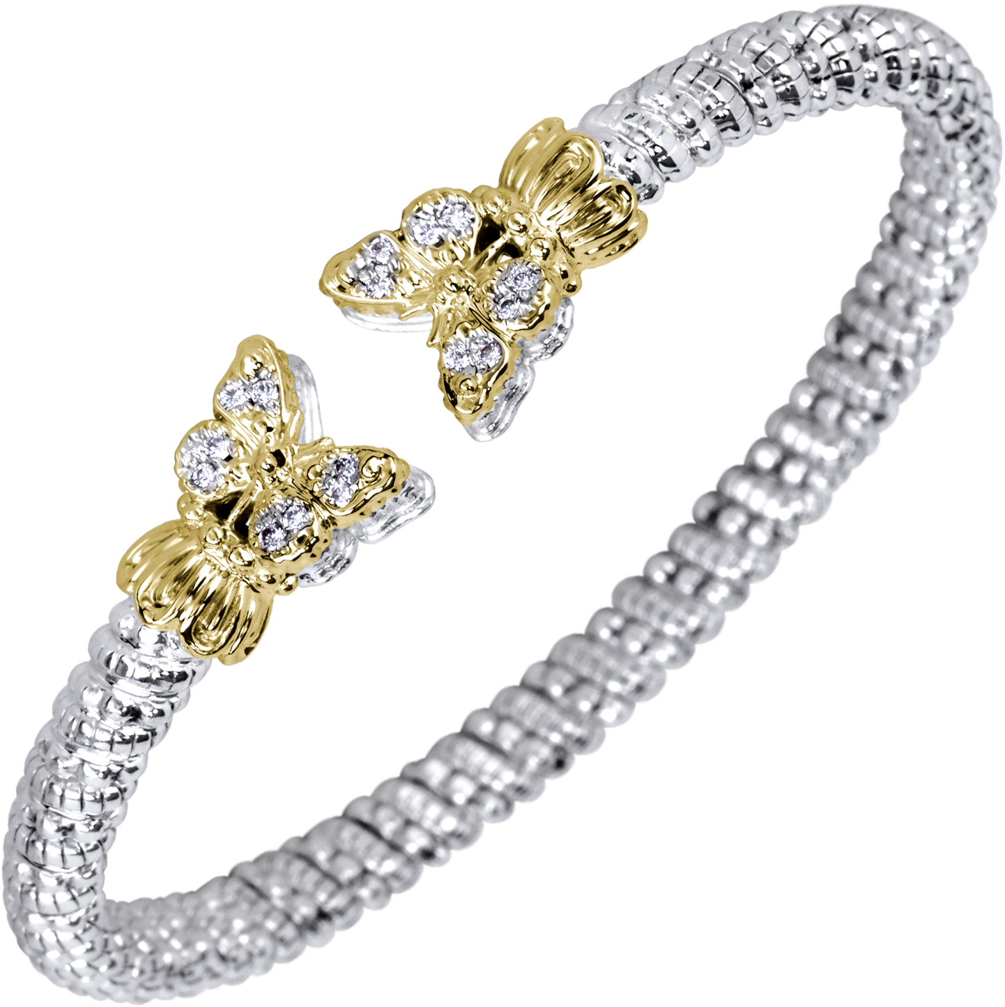 A Silver And Gold Bracelet With Diamonds