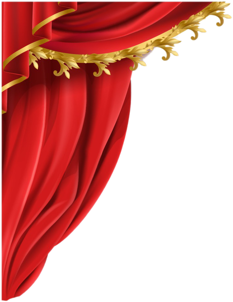 A Red Curtain With Gold Trim
