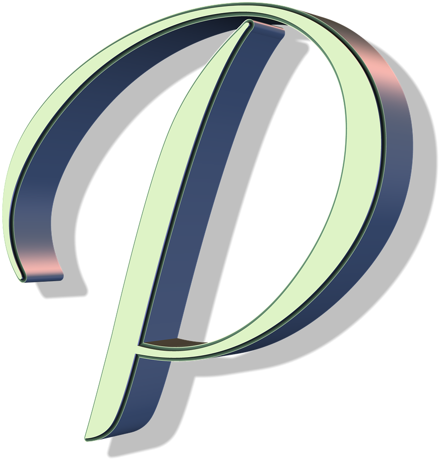 A Letter P In A Light Green And Pink Color