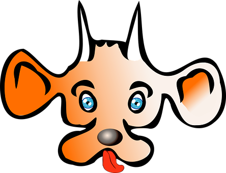 A Cartoon Dog With Blue Eyes And A Dog's Tongue Sticking Out