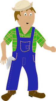 A Cartoon Of A Man In Overalls