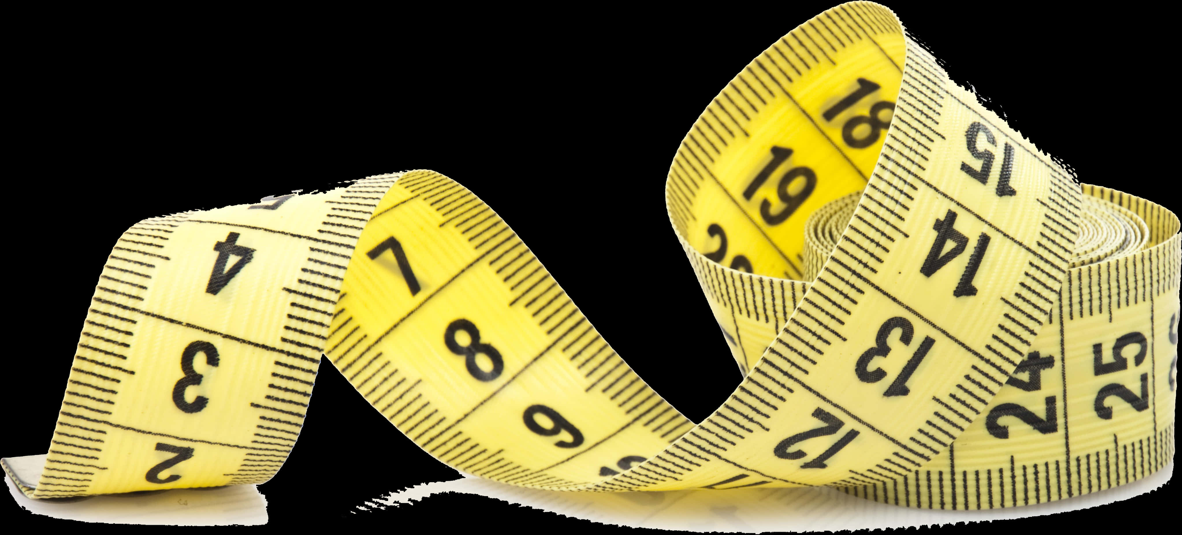 A Yellow Measuring Tape With Black Numbers