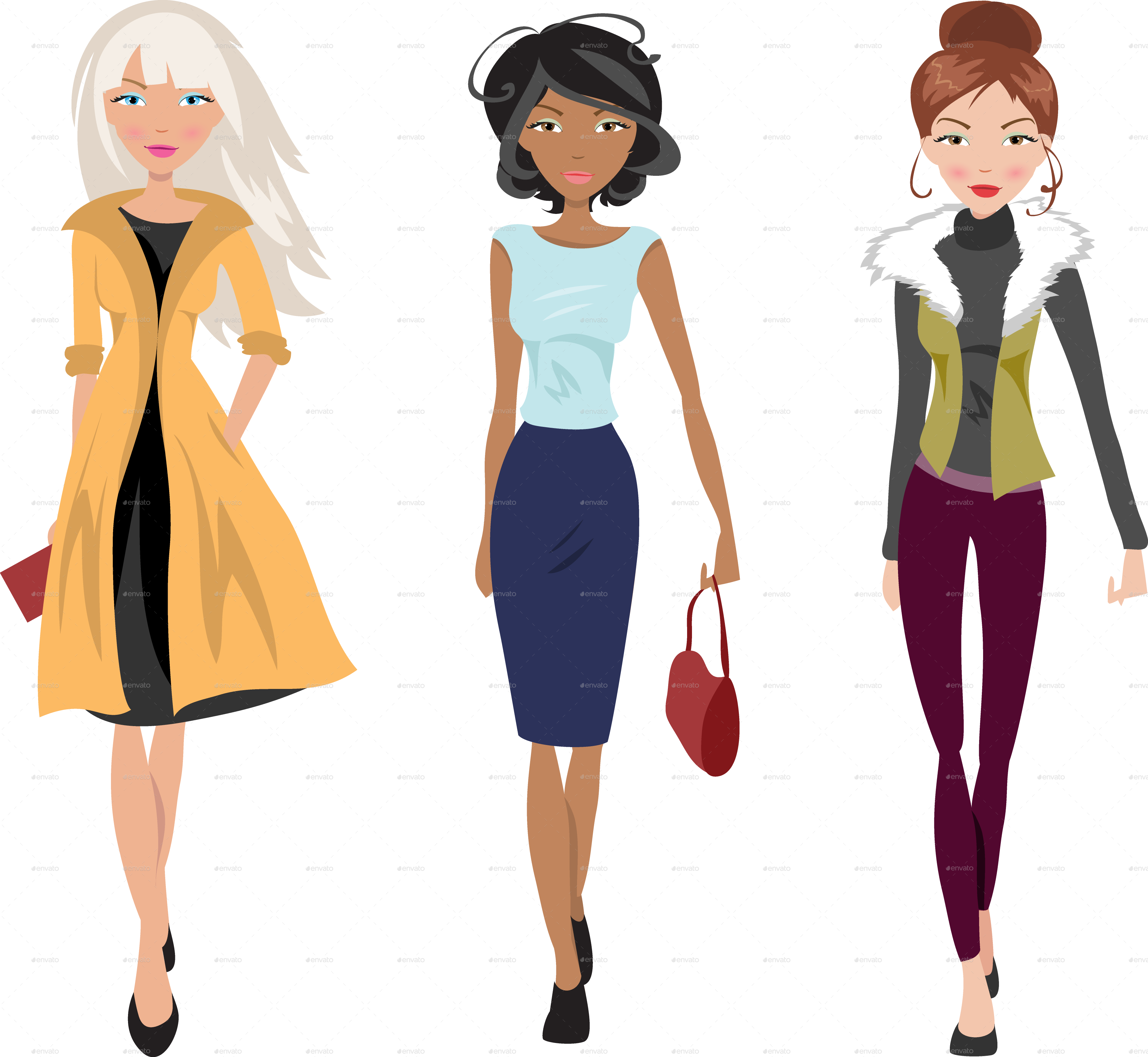 Fashionable Girl Png Pic - Cartoon, Transparent Png