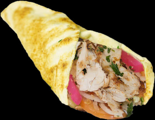 A Tortilla With Meat And Vegetables