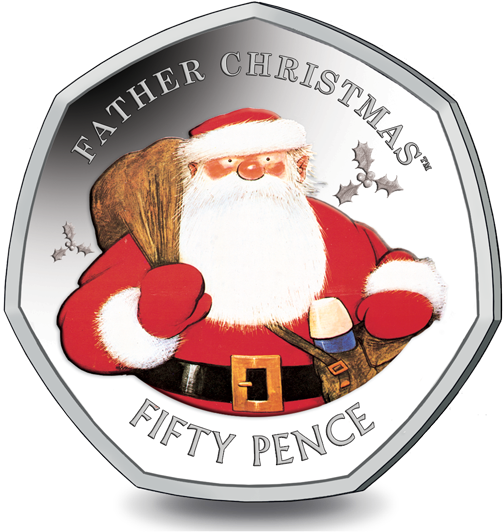 A Silver Coin With A Santa Claus On It
