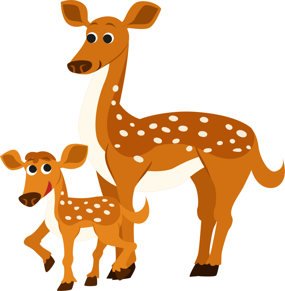 A Cartoon Of A Deer And A Baby Deer