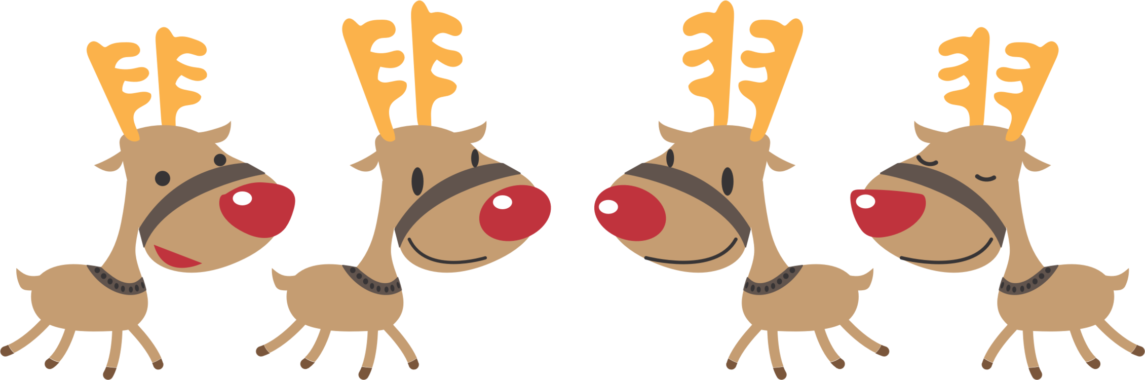 A Pair Of Reindeer With Red Nose And Yellow Nose