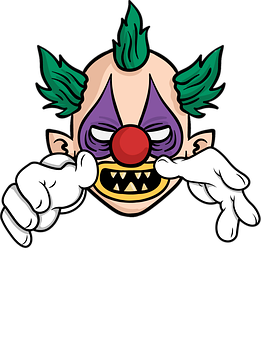 A Cartoon Clown With Green Hair And A Red Nose