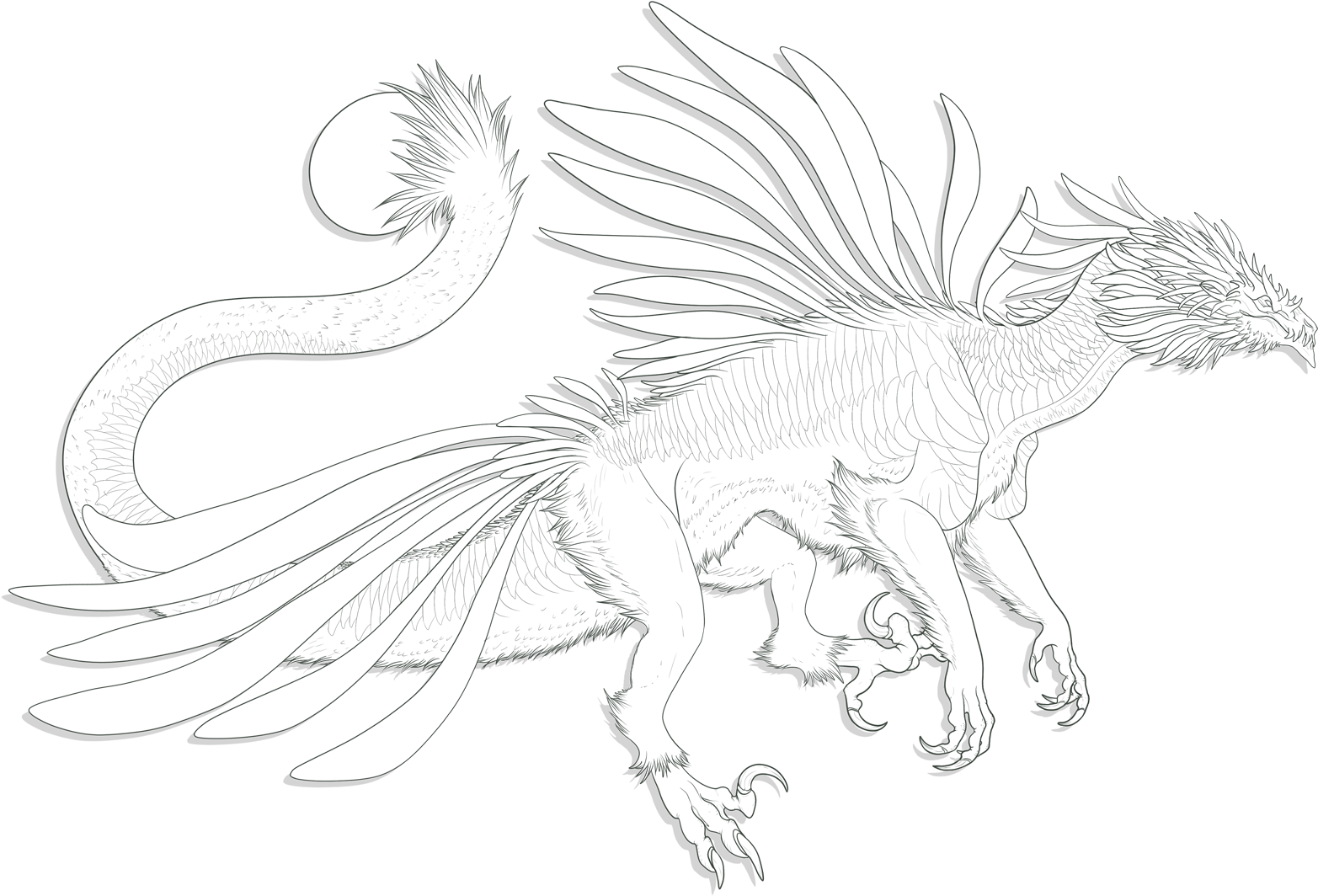 A White Dragon With Wings And Tail