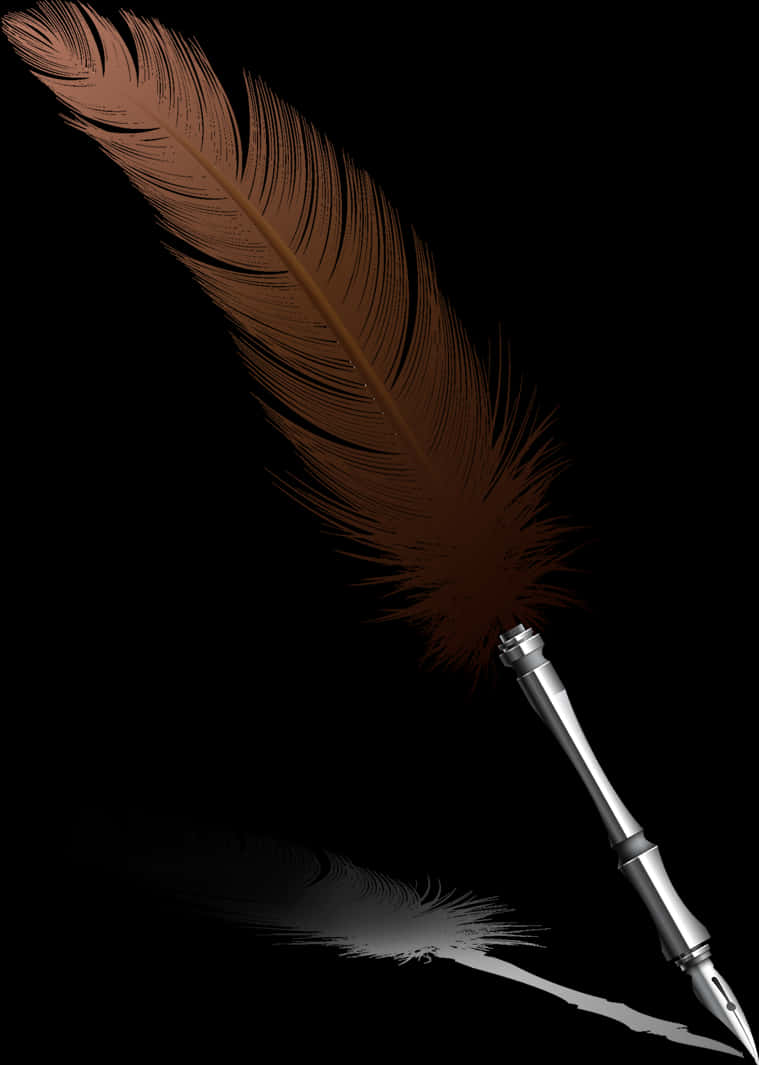 A Feather Pen On A Black Background
