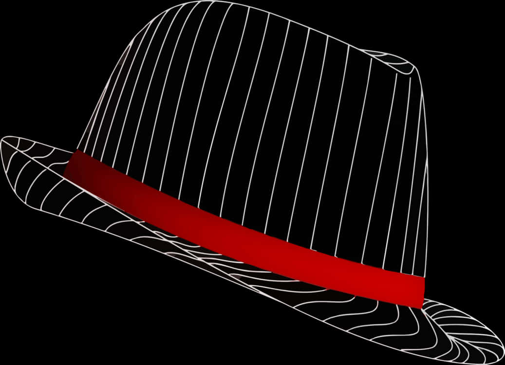 A Black And White Hat With A Red Band