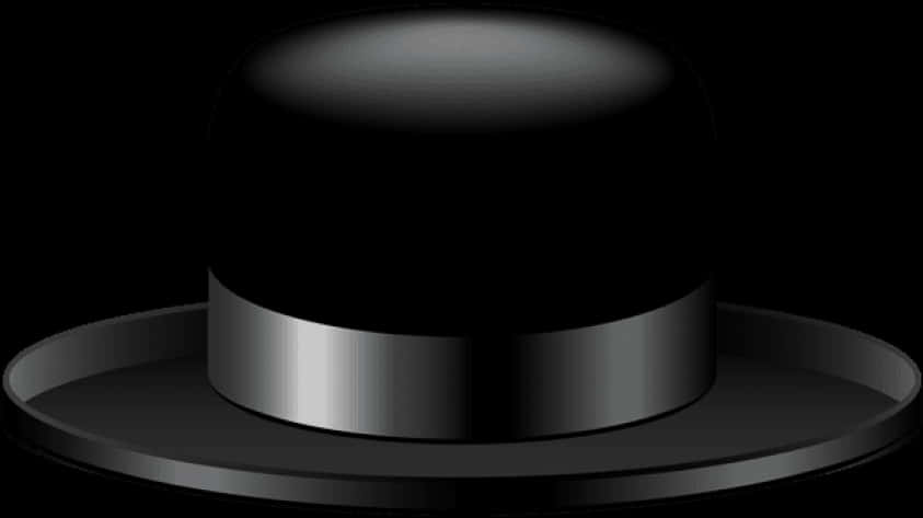 A Black Top Hat With A Silver Band