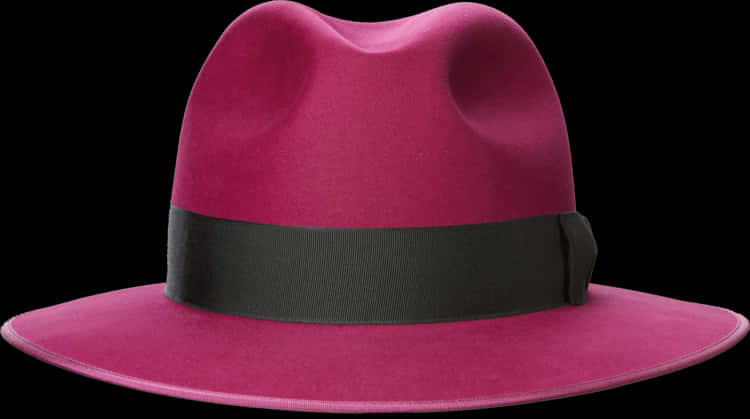 A Pink Hat With A Black Band