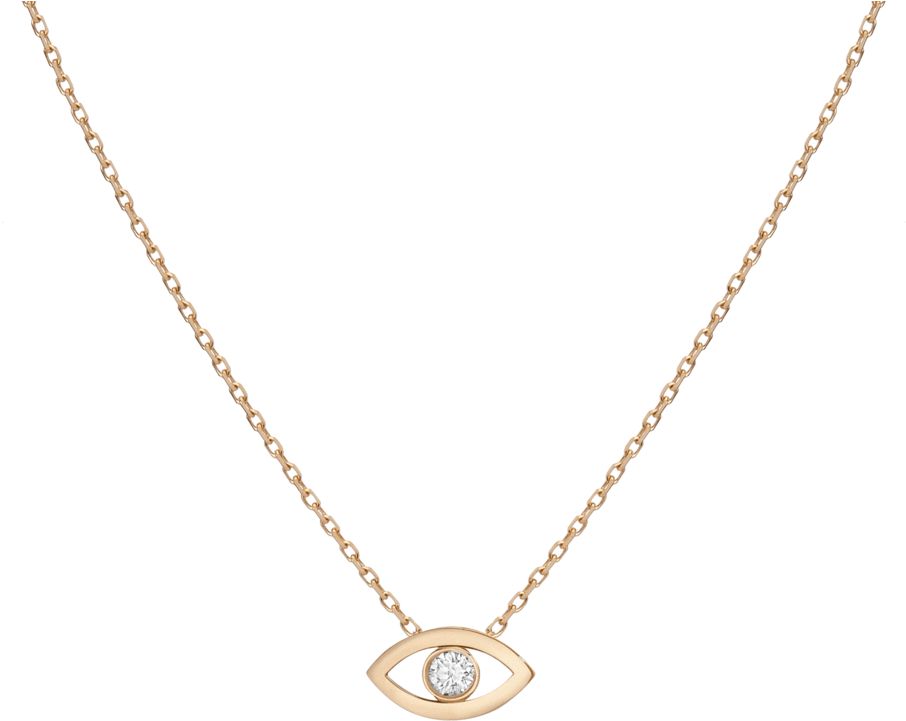 A Gold Necklace With A Diamond Eye Pendant