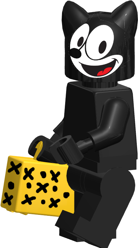 A Black Toy Figure With A Smiley Face Holding A Yellow Cheese