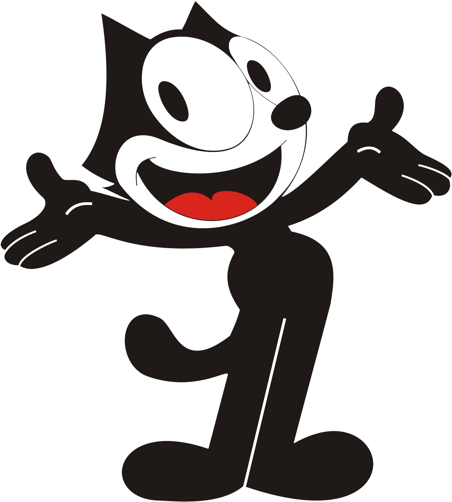 A Cartoon Cat With Arms Spread Out