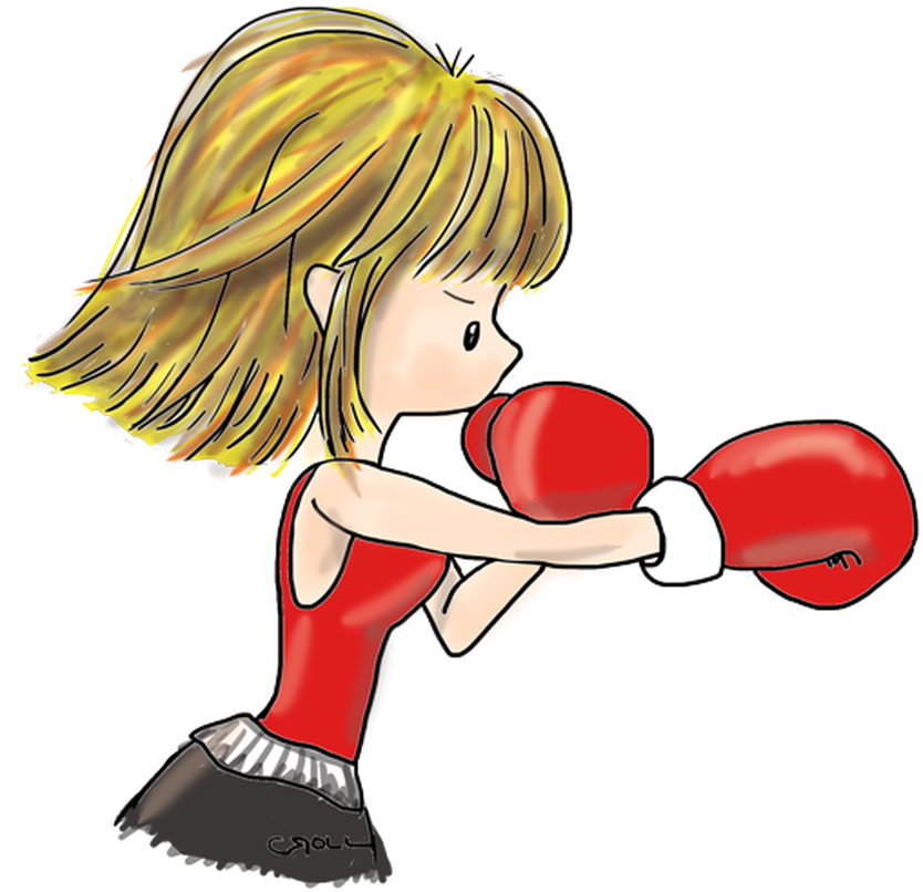 A Cartoon Of A Girl Boxing