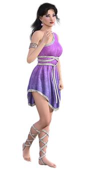 A Woman In A Purple Dress