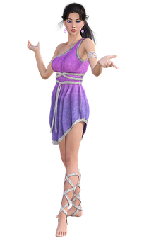 A Woman In A Purple Dress