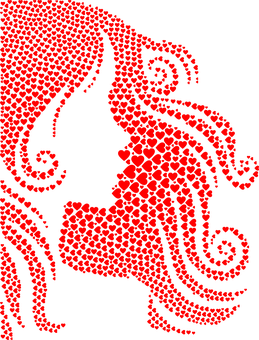 A Red Heart Pattern Of A Woman's Face