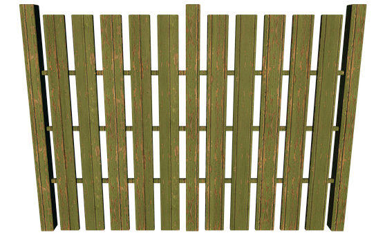 Shabby Green Wooden Fence Up-close