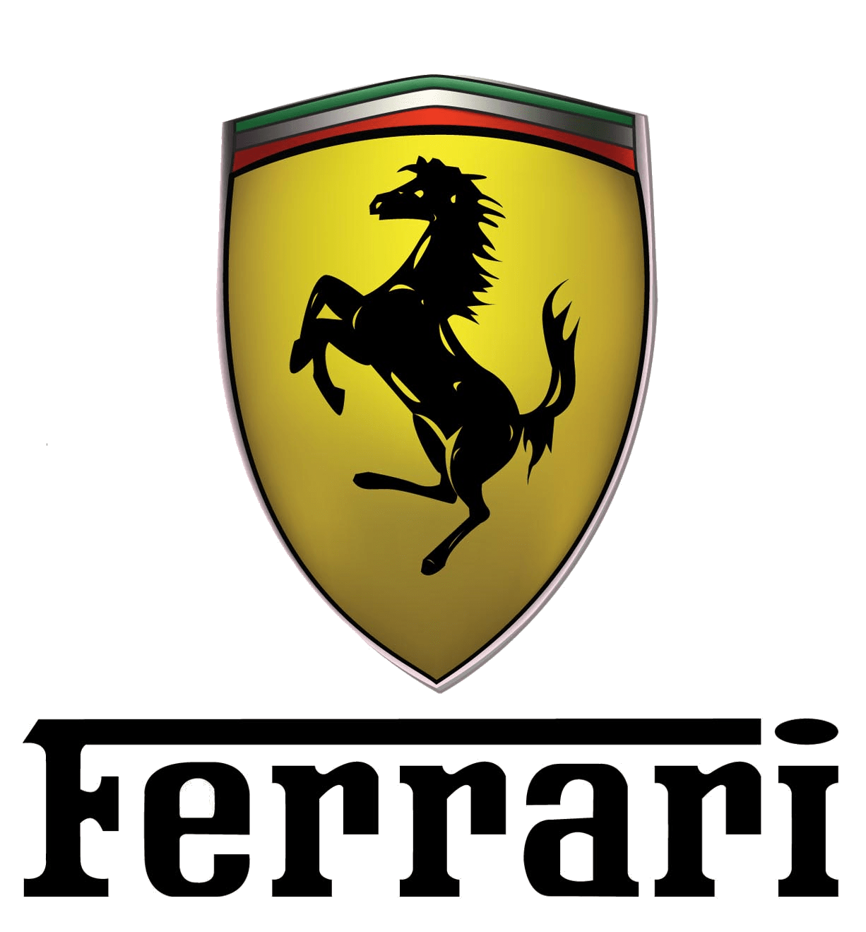 A Yellow And Black Logo With A Horse On It