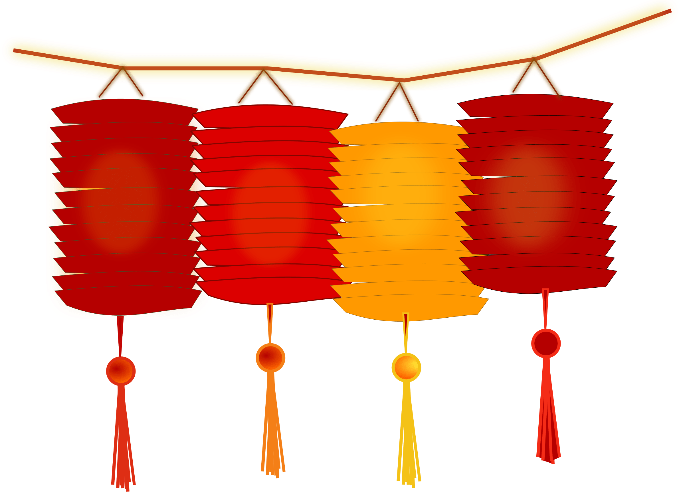 A Group Of Red And Yellow Lanterns
