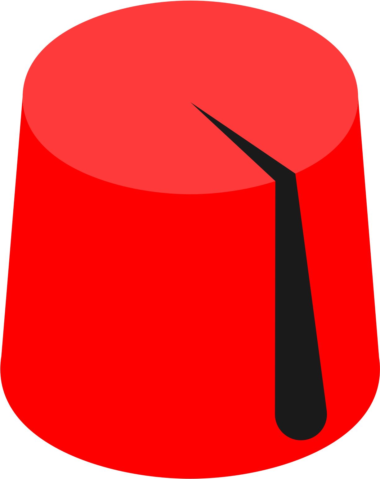 A Red Cylinder With A Black Stick