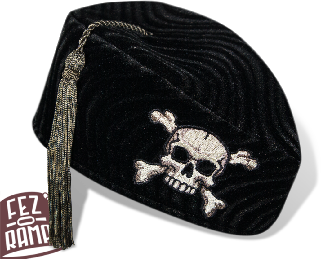 A Black Hat With A Skull And Crossbones On It